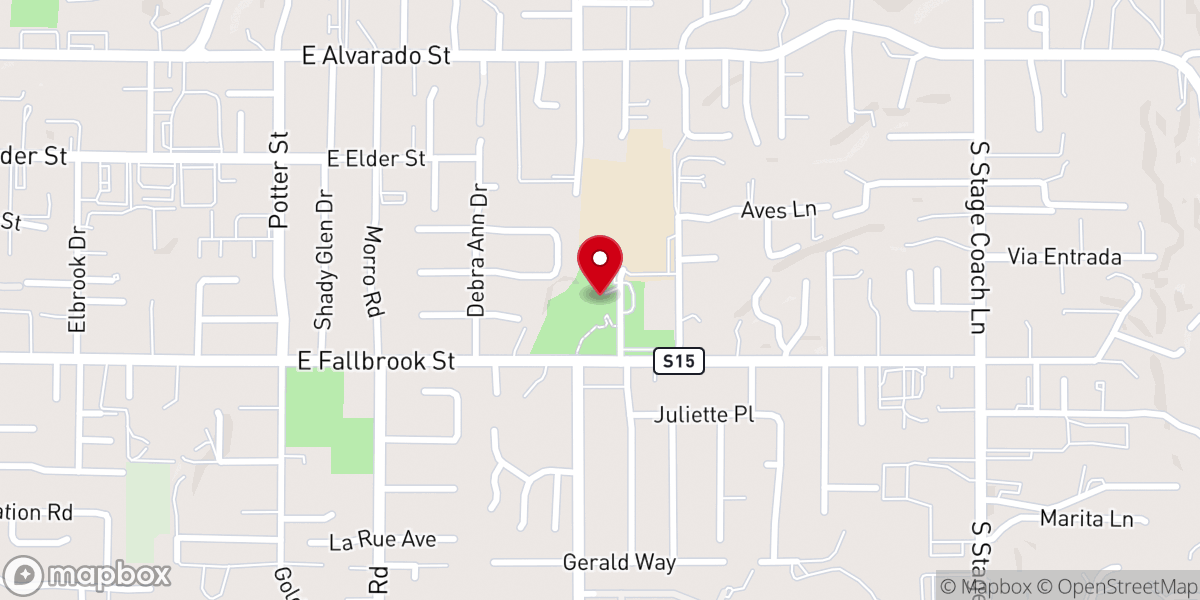 Map showing location of Fallbrook Community Center and Park