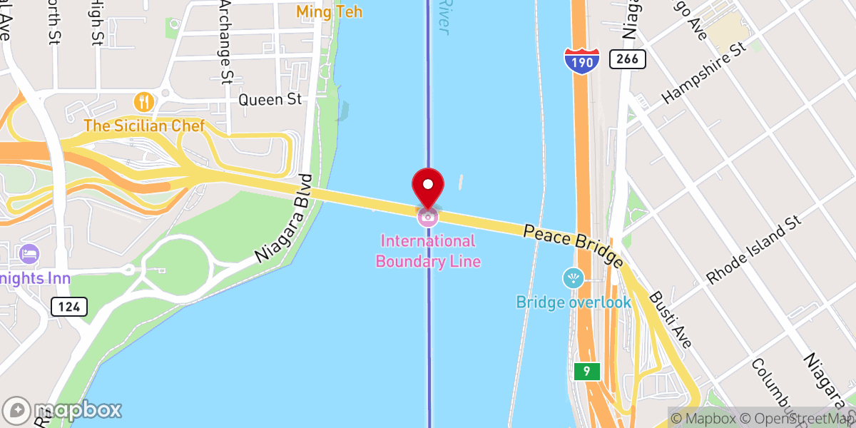 Map showing location of Peace Bridge to Israel Inc