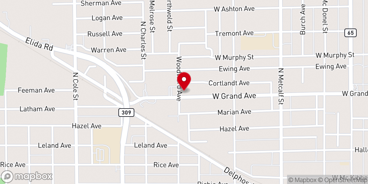 Map showing location of Calvary United Church of Christ