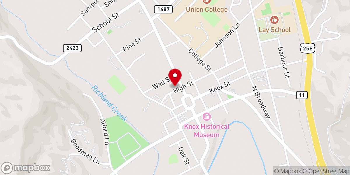 Map showing location of First Baptist Church