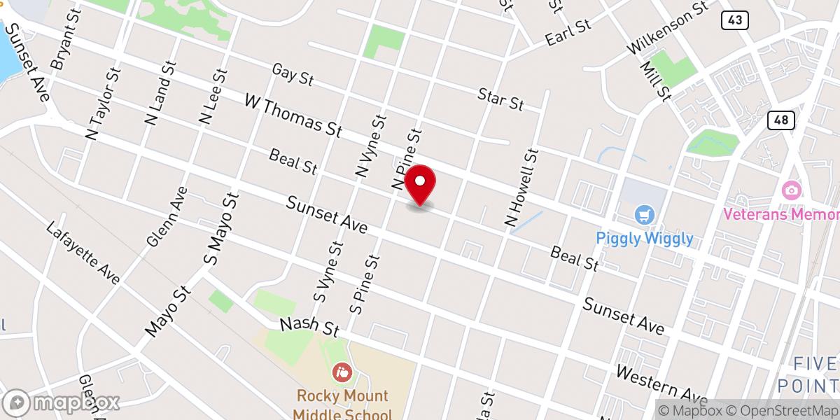 Map showing location of First Calvary Baptist Church
