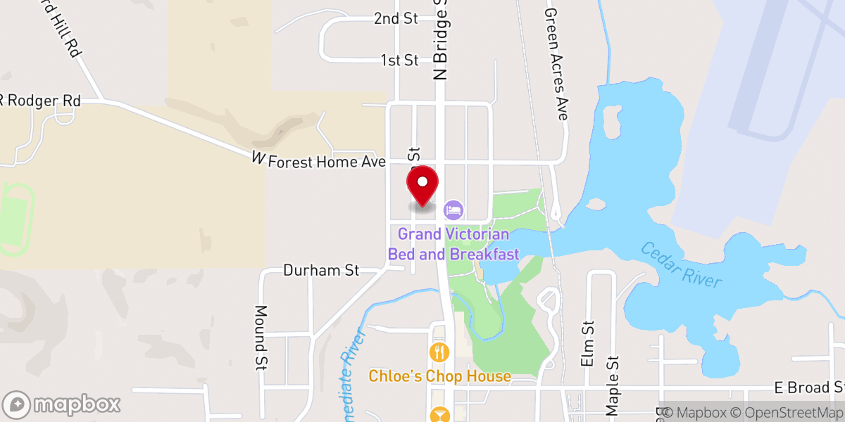 Map showing location of Bellaire Community United Methodist Church