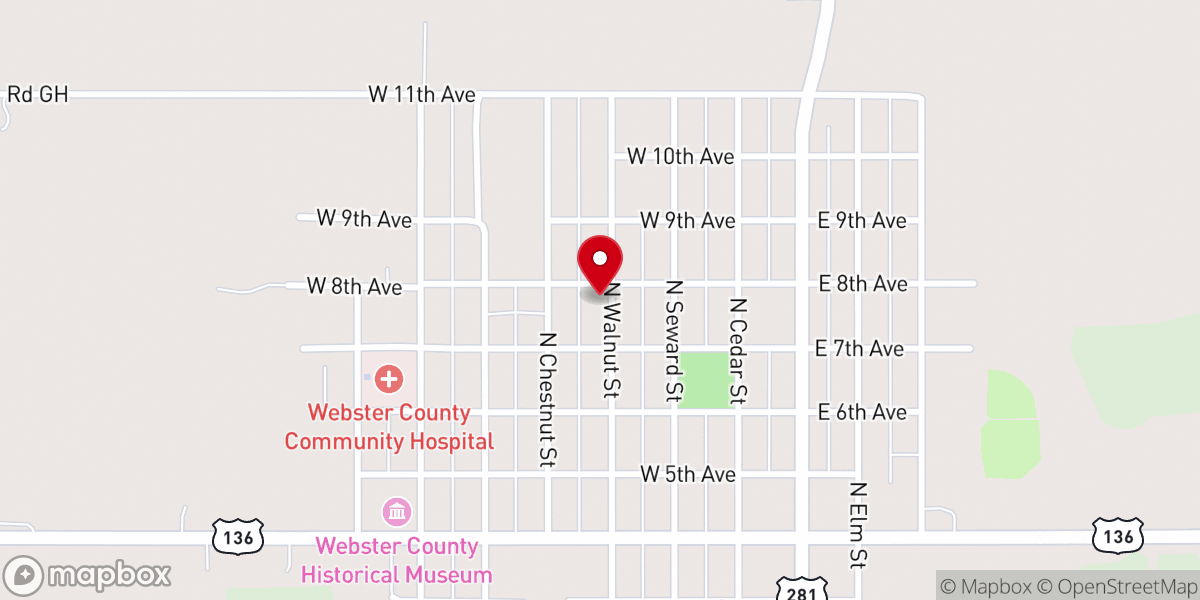 Map showing location of United Methodist Church Parsonage