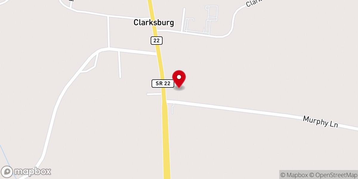 Map showing location of Clarksburg Church of Christ