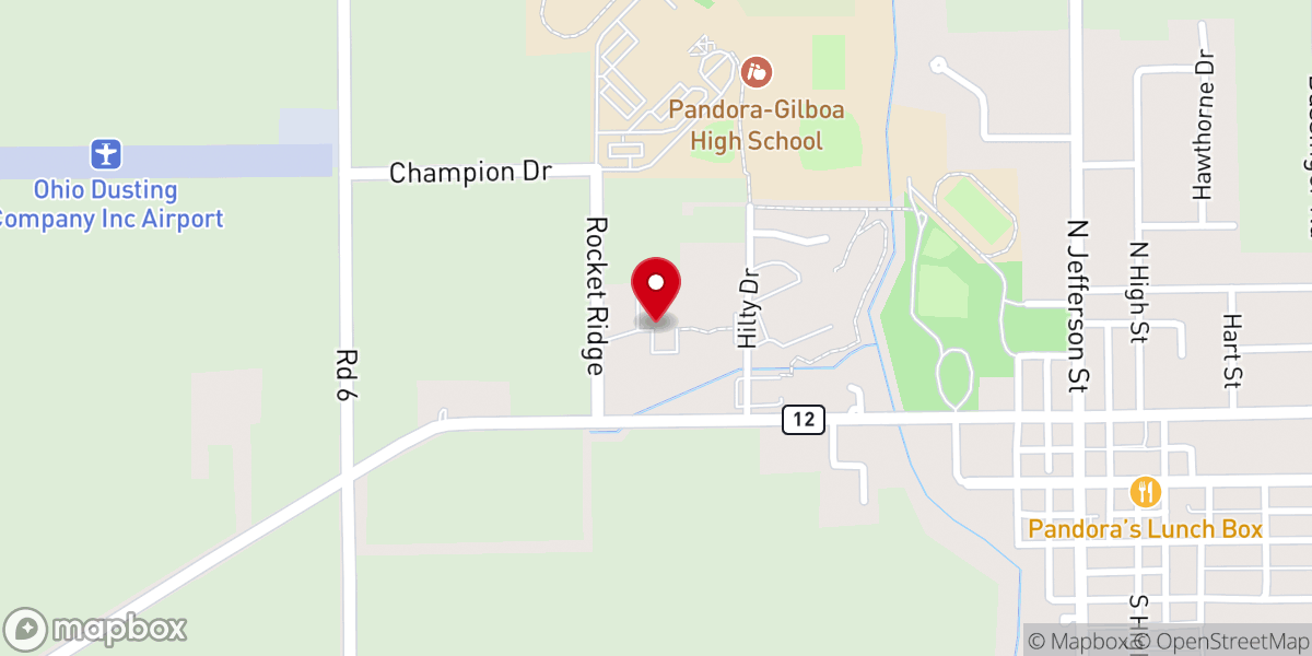 Map showing location of Pandora Missionary Church