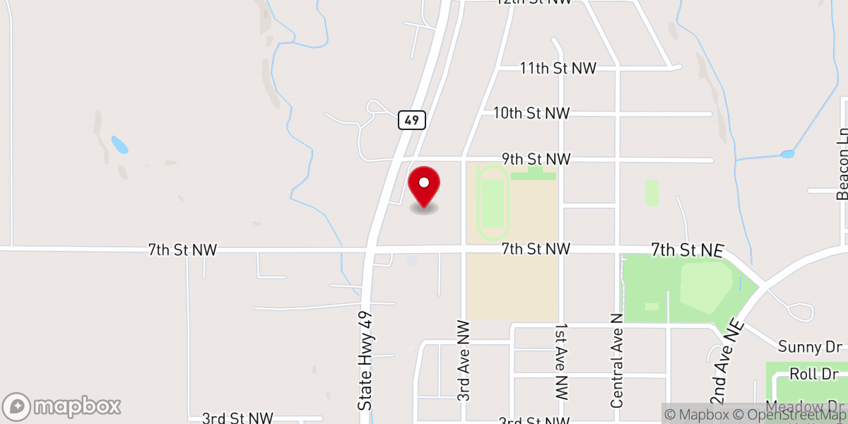 Map showing location of New Life Worship Center