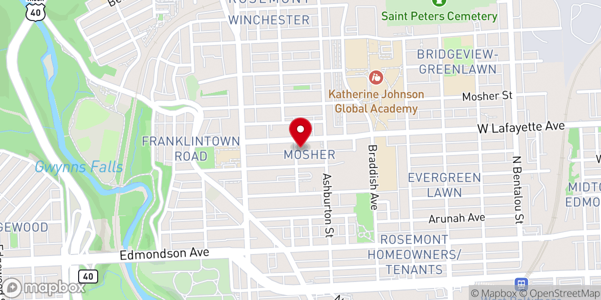 Map showing location of New Zion Baptist Church