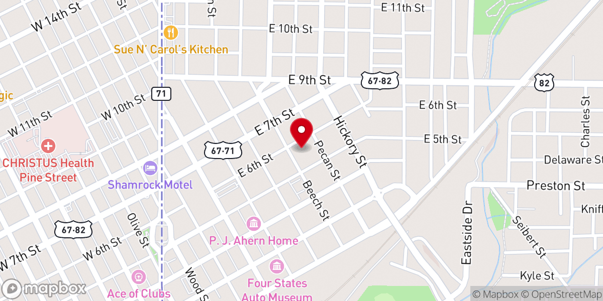 Map showing location of Beech Street First Baptist Church