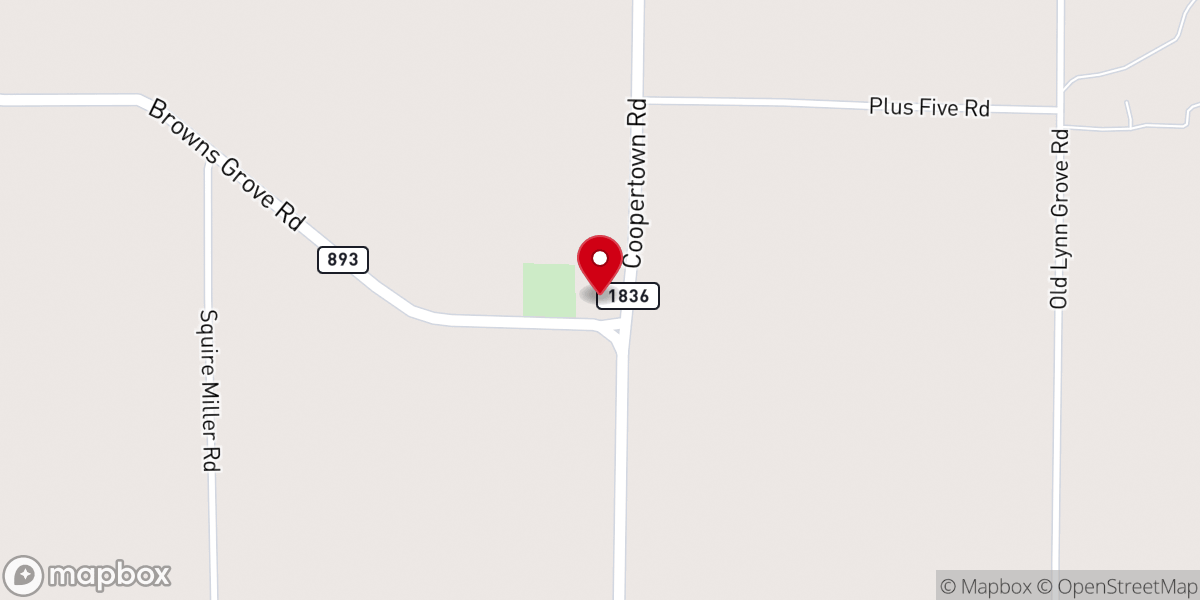 Map showing location of Salem Baptist Church