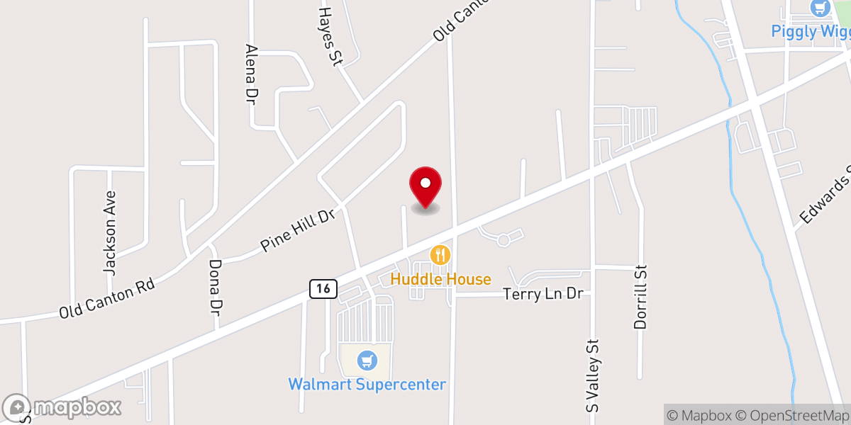 Map showing location of West Carthage Baptist Church