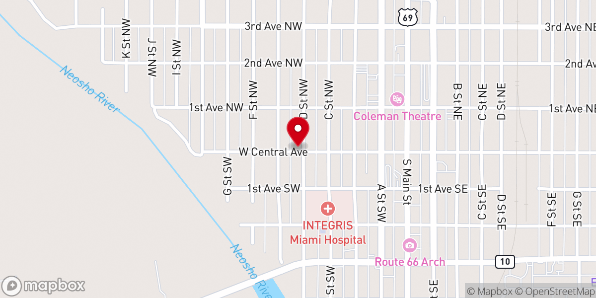 Map showing location of Central Christian Church