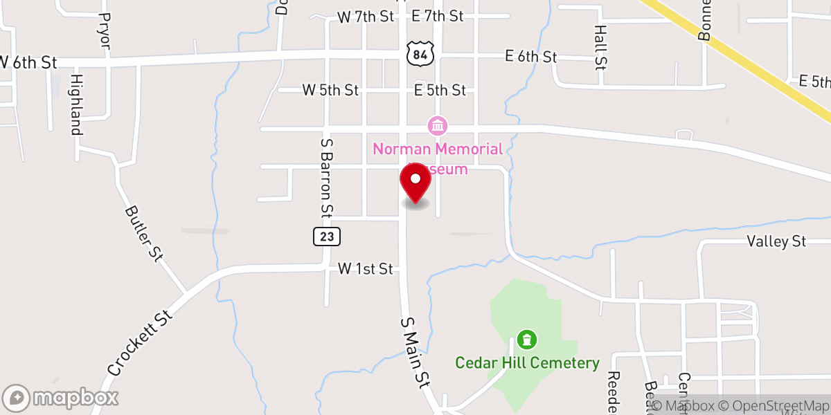 Map showing location of Rusk Church of Christ