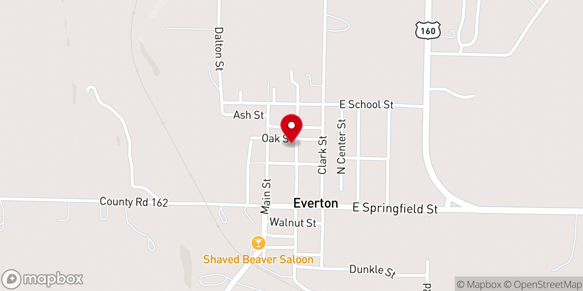 Map showing location of Everton Christian Church