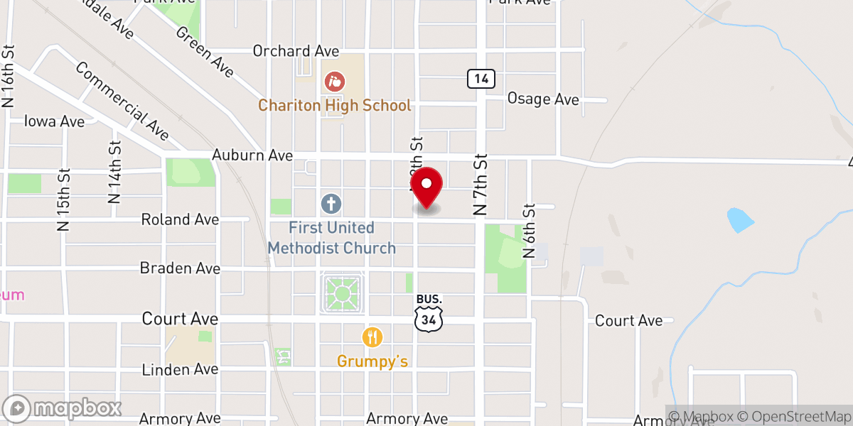 Map showing location of Church of Christ