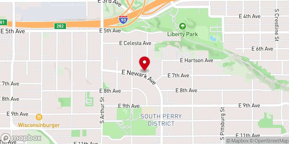 Map showing location of South Side Church of Christ