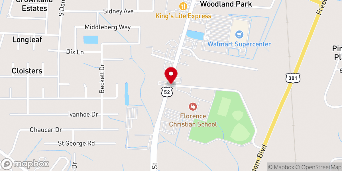 Map showing location of Florence Christian School