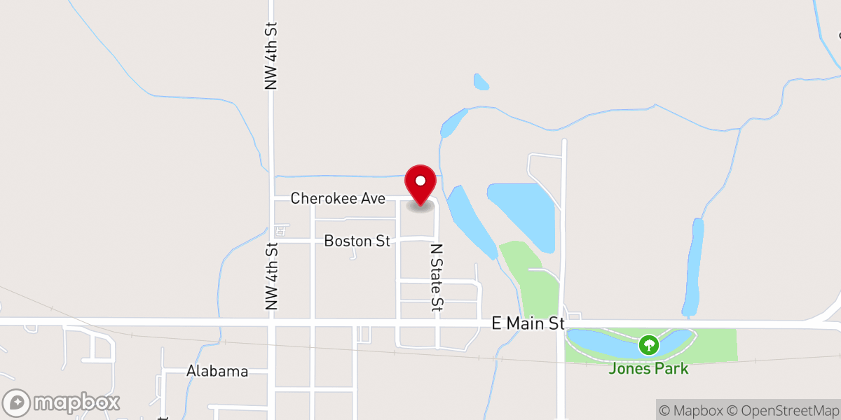 Map showing location of Jones United Methodist Church