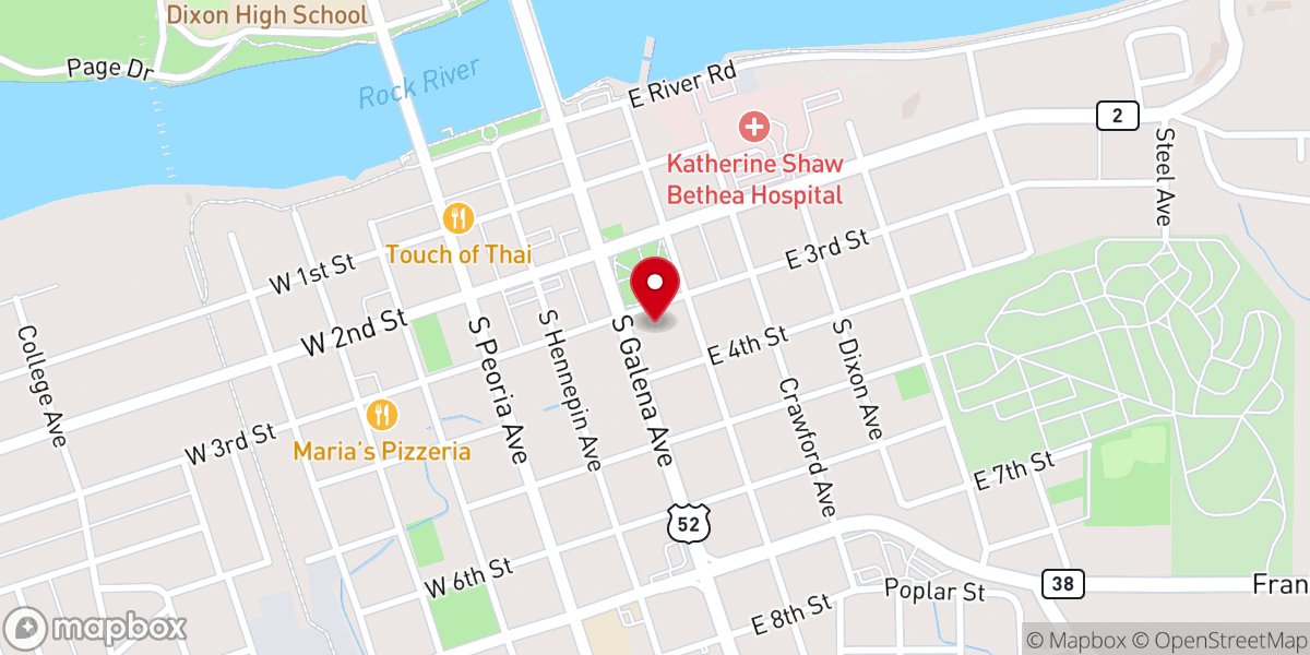 Map showing location of First Presbyterian Church
