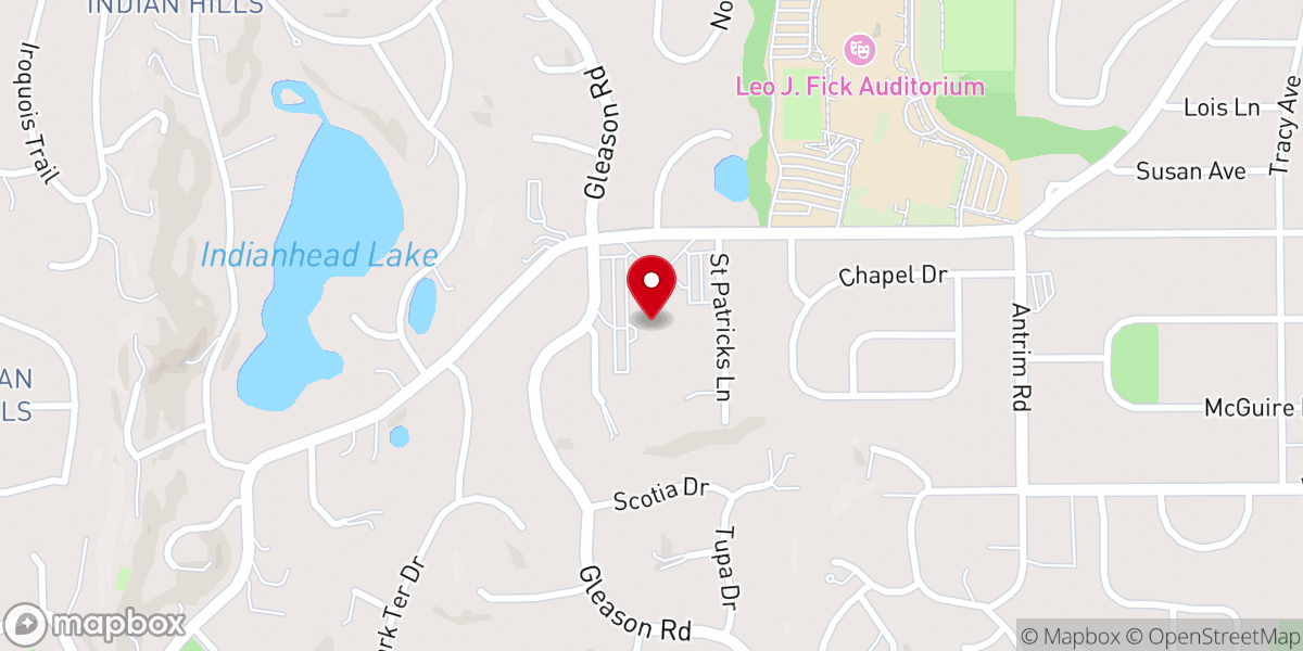 Map showing location of Church of St. Patrick of Edina