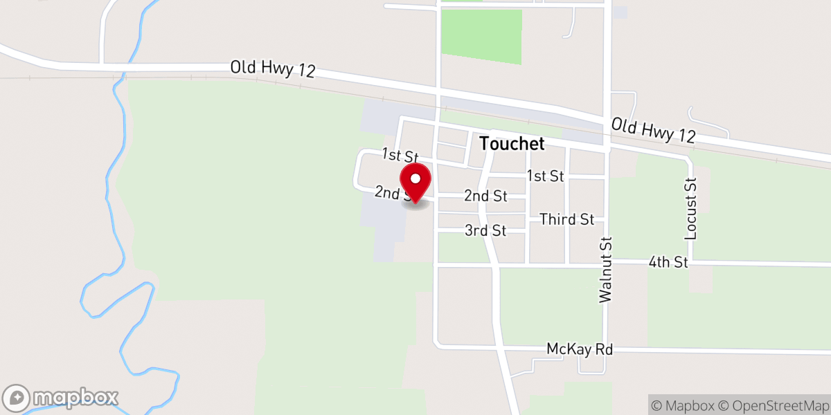 Map showing location of Touchet Church