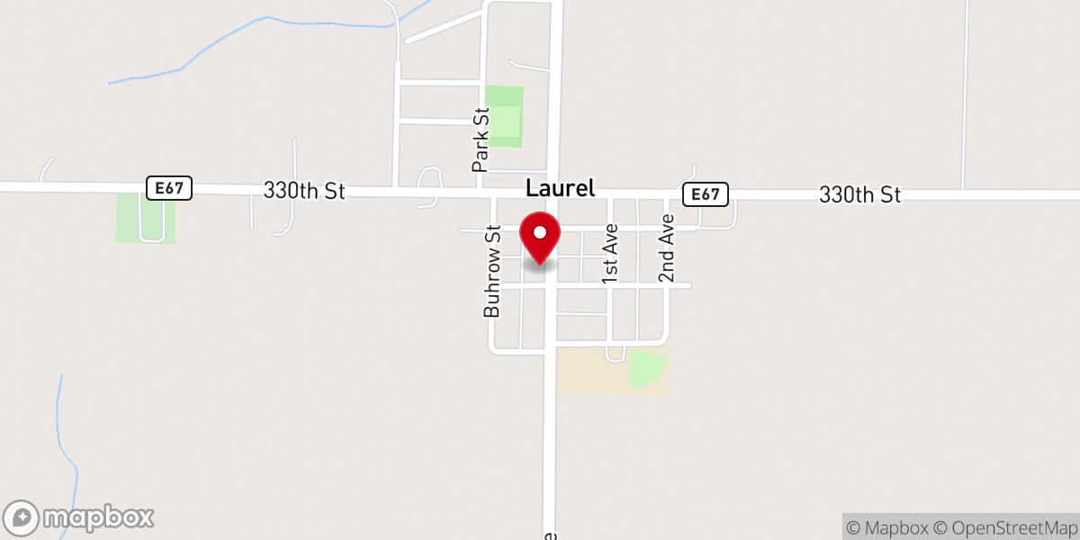 Map showing location of Laurel Community Church