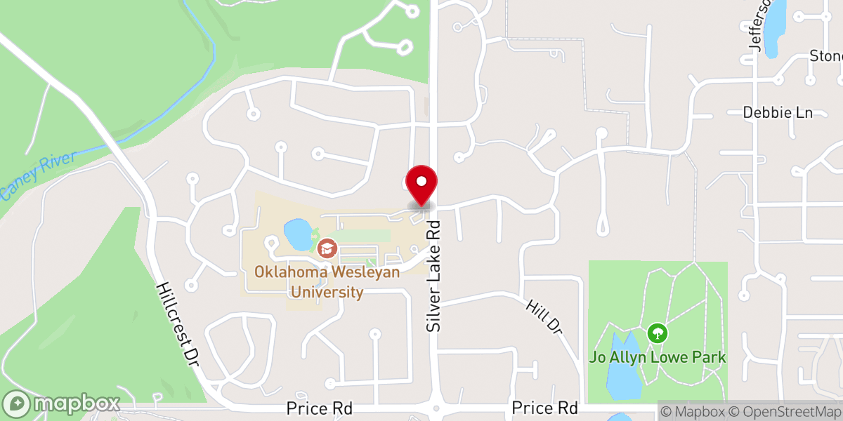 Map showing location of OKWU Lyon Chapel & Fine Arts Center