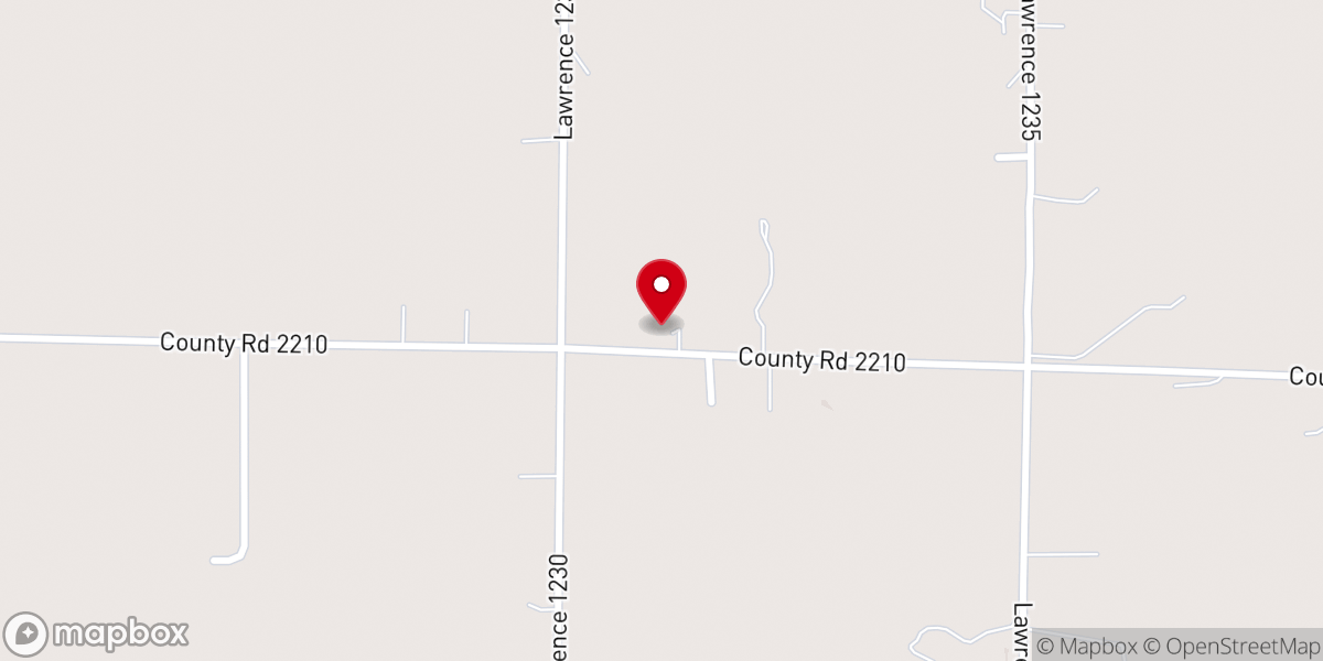 Map showing location of Buck Prairie Baptist Church