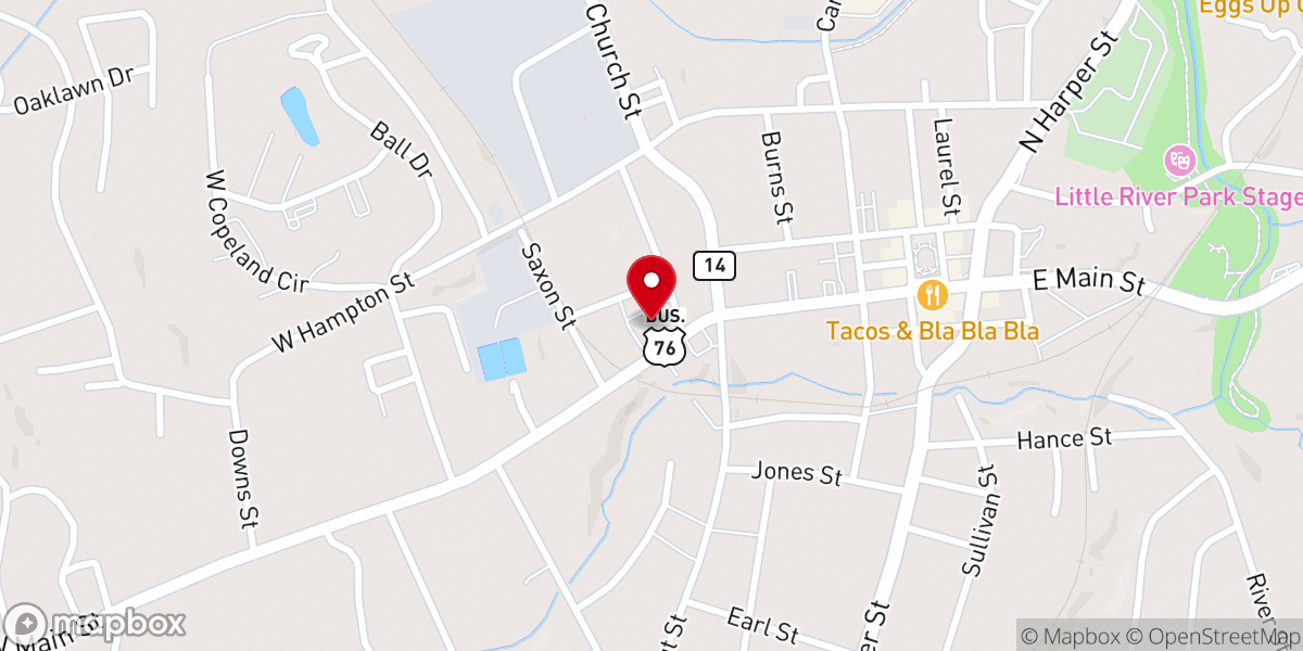 Map showing location of First Presbyterian Church of Laurens