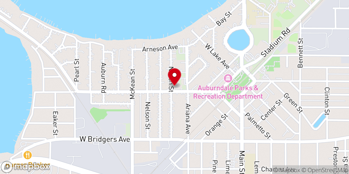 Map showing location of First Presbyterian Church of Auburndale