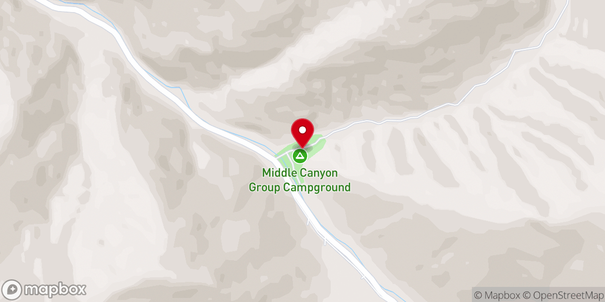 Map showing location of Middle Canyon Campground