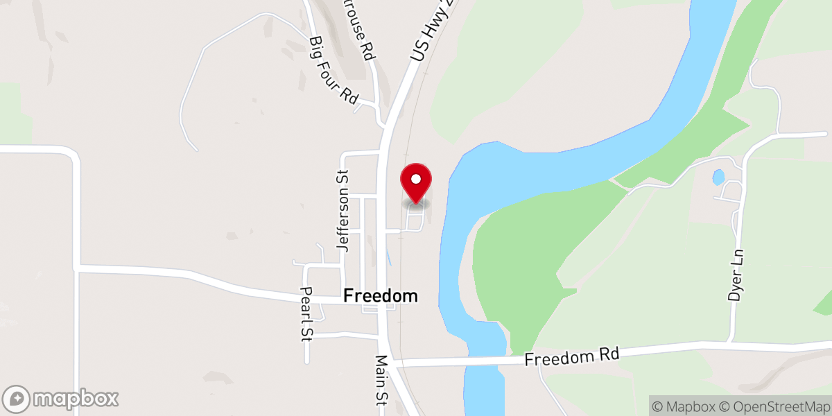 Map showing location of Freedom United Methodist Church