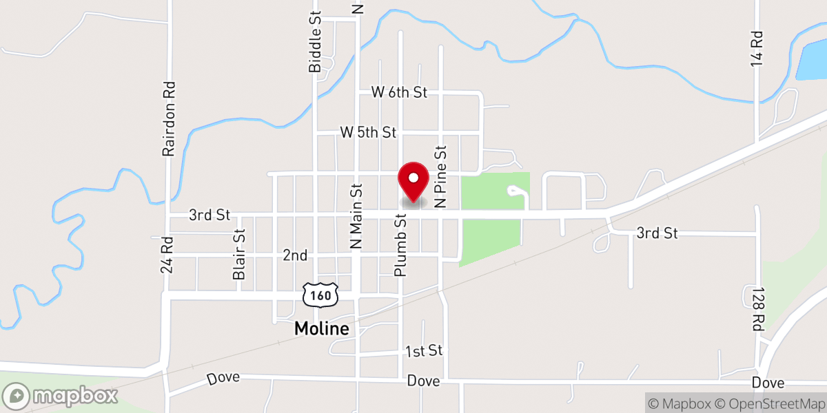 Map showing location of Moline United Methodist Church