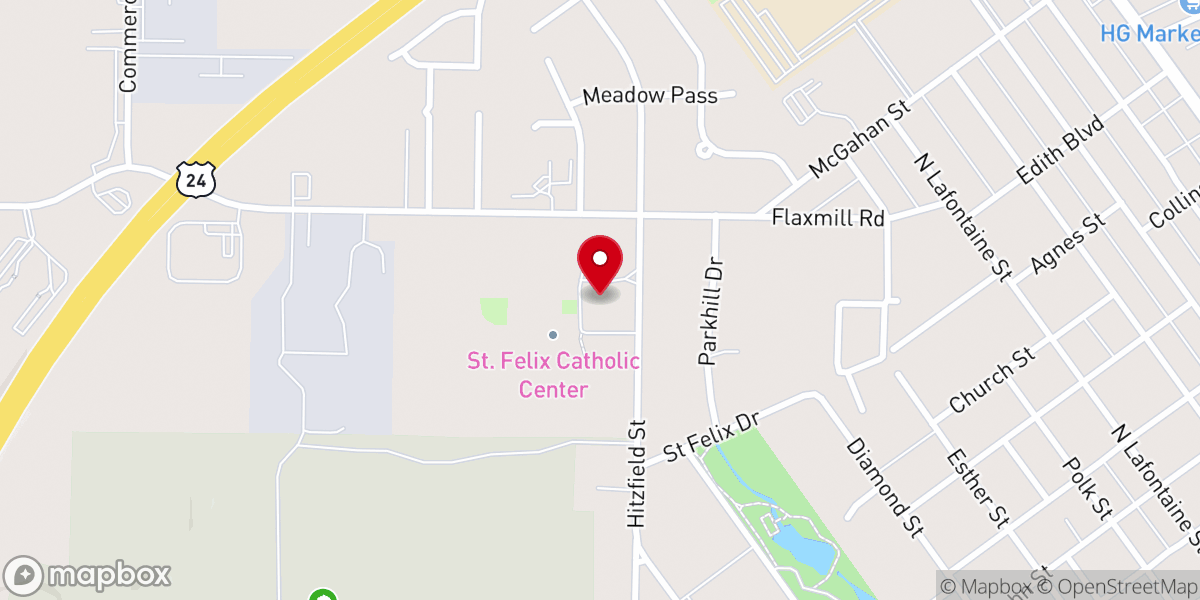 Map showing location of St. Felix Catholic Center