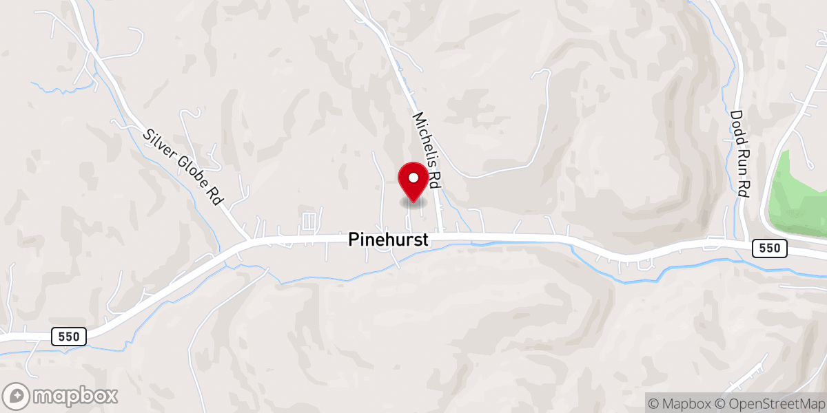Map showing location of Pinehurst Christian Church