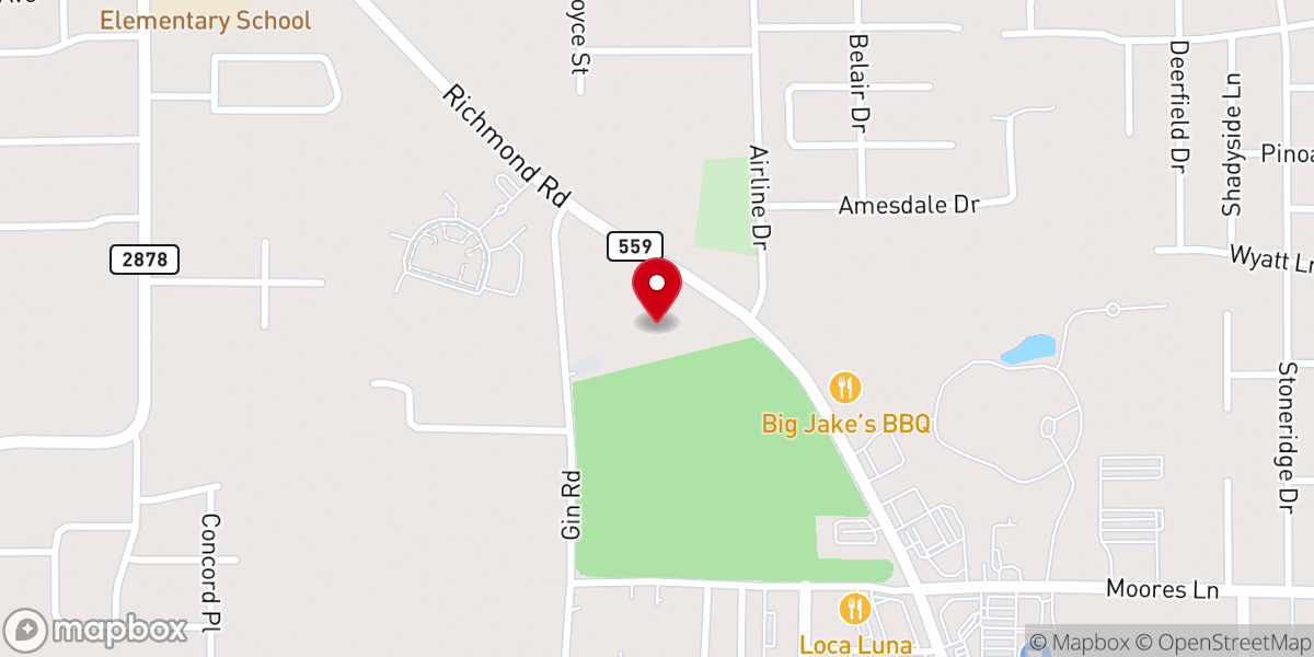 Map showing location of Richmond Road Baptist Church