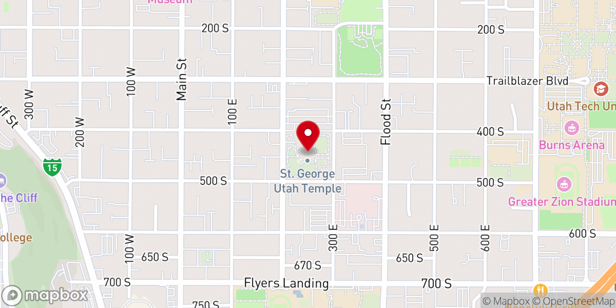 Map showing location of St. George Utah Temple
