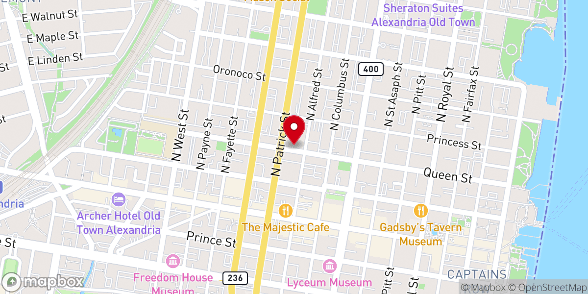 Map showing location of Ebenezer Baptist Church
