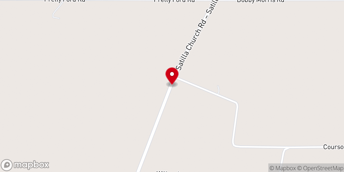 Map showing location of Satilla Church Road