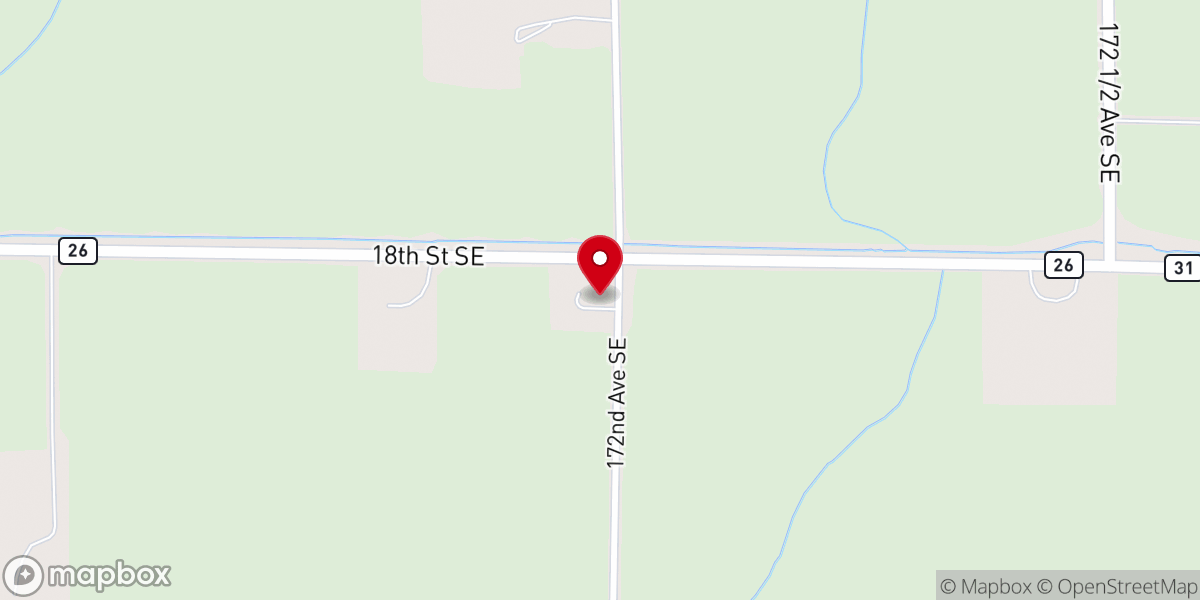 Map showing location of Nora Lutheran Church