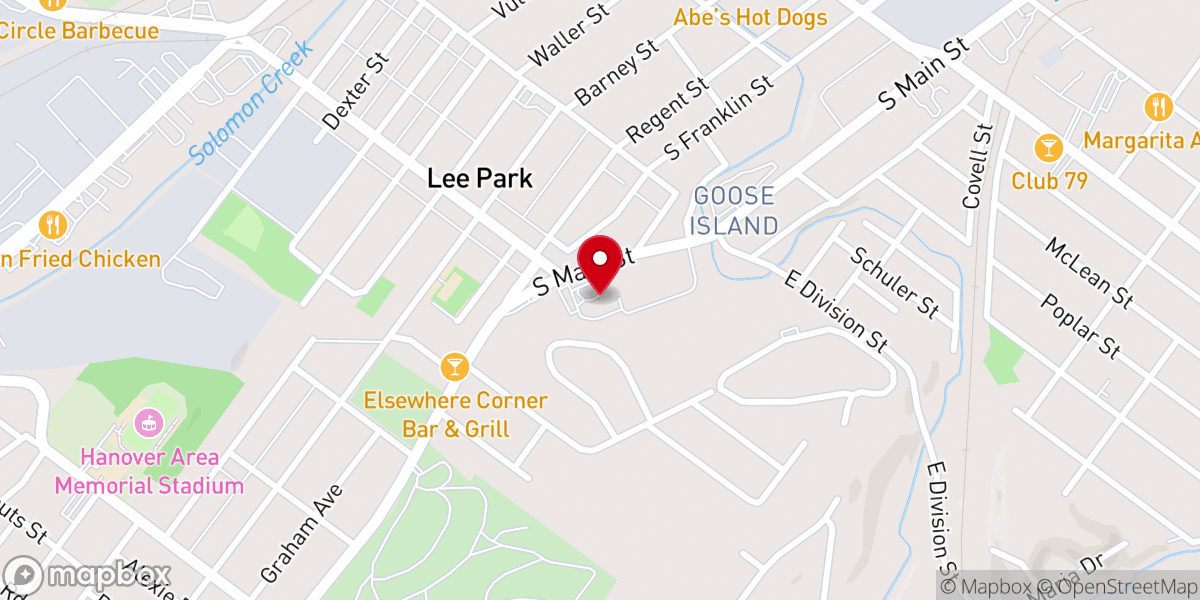 Map showing location of St. Peter's Evangelical Lutheran Church