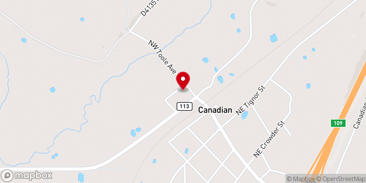 Map showing location of Canadian First Southern Baptist