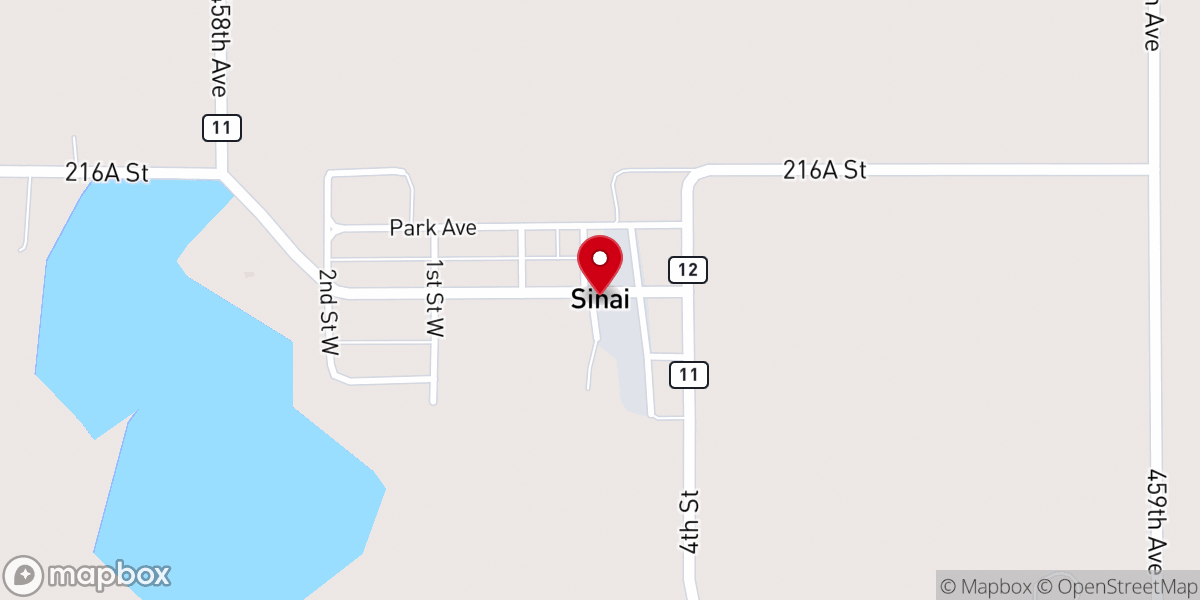 Map showing location of Sinai Lutheran Church