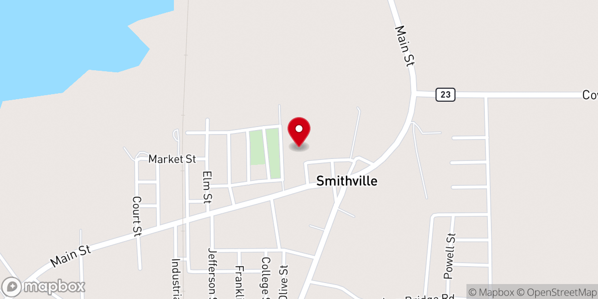 Map showing location of Smithville Baptist Church