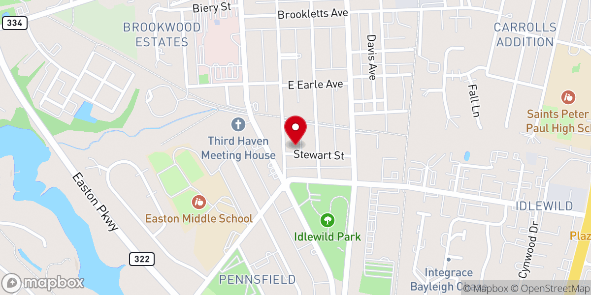 Map showing location of The Church on Fire of Easton