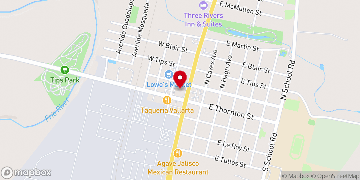 Map showing location of Three Rivers Texas Chamber of Commerce