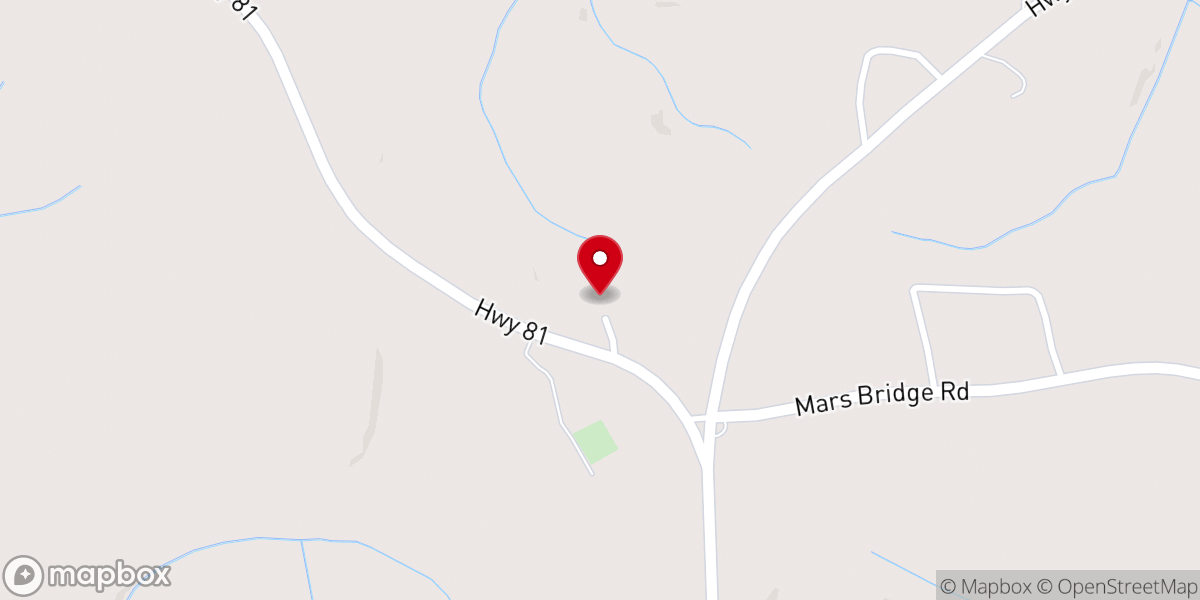 Map showing location of Rock Ford Church