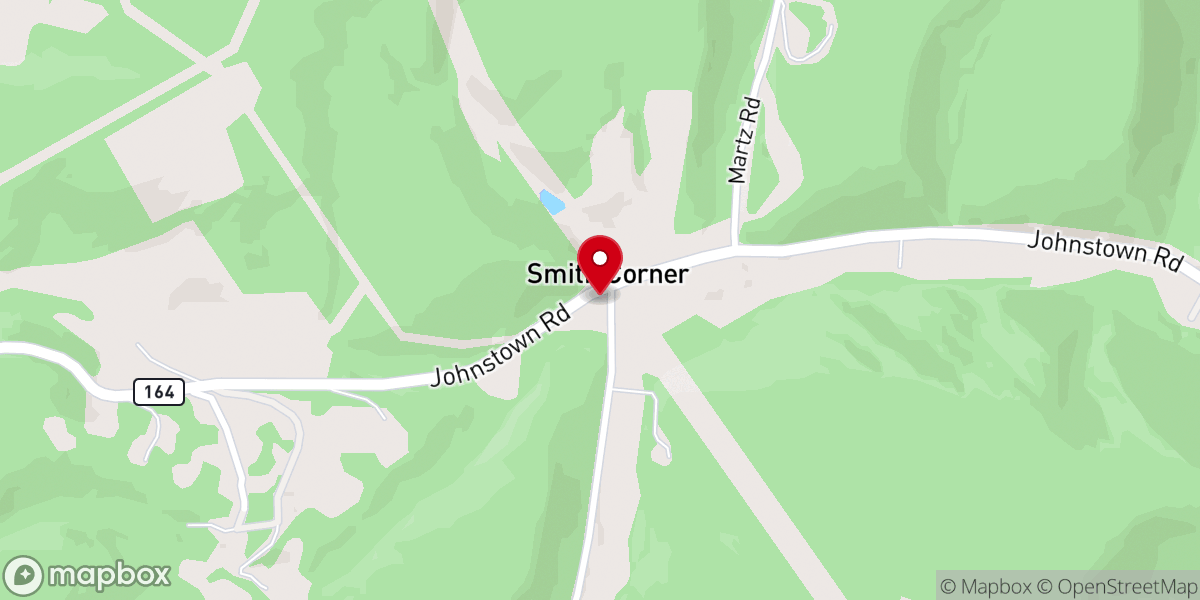 Map showing location of Smith Corner Church