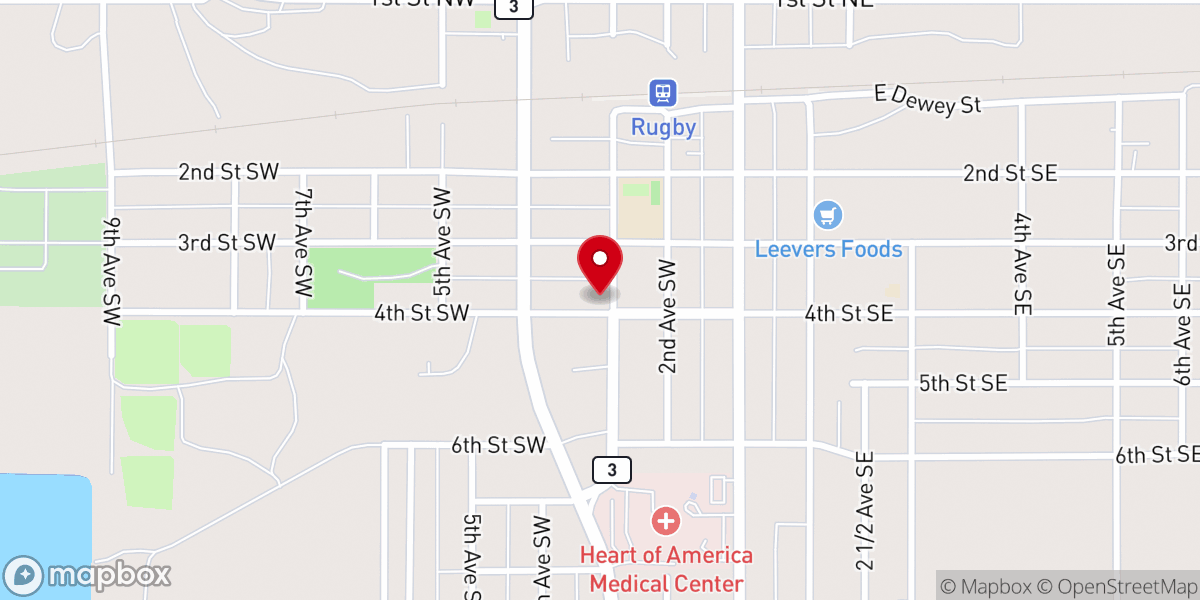 Map showing location of Rugby Assembly of God Church