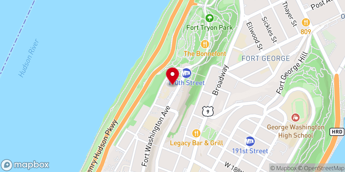 Map showing location of Saint Frances Cabrini