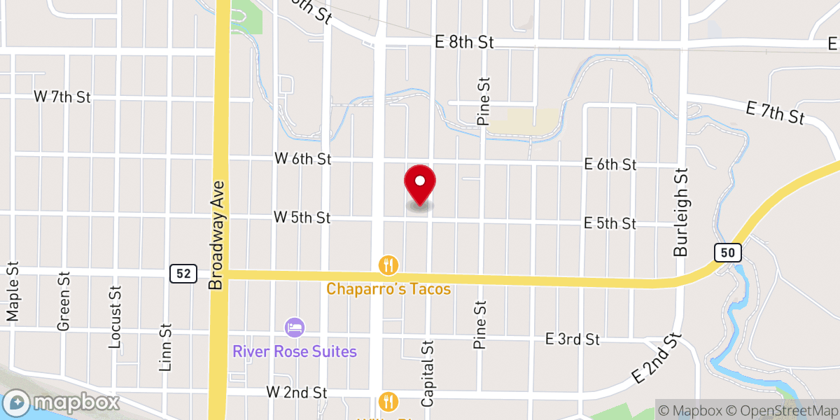 Map showing location of Sacred Heart Catholic Church